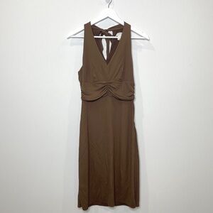 LOFT Brown V-Neck Sleeveless Sheath Dress